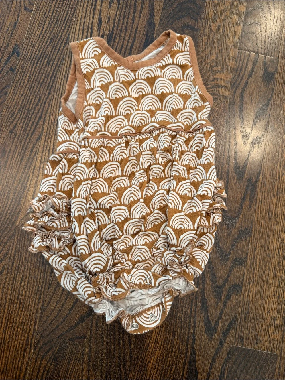 Little Sleepies Rust Rainbow Baby Romper 6-12 months bamboo